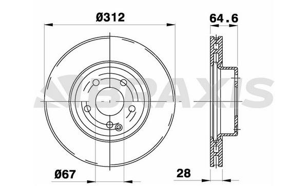 Braxis AD0331 Тормозной диск передний вентилируемый AD0331: Отличная цена - Купить в Польше на 2407.PL!