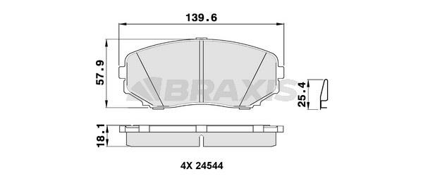 Braxis AB0388 Brake Pad Set, disc brake AB0388: Buy near me in Poland at 2407.PL - Good price!
