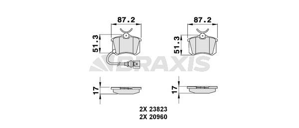 Braxis AB0133 Brake Pad Set, disc brake AB0133: Buy near me in Poland at 2407.PL - Good price!