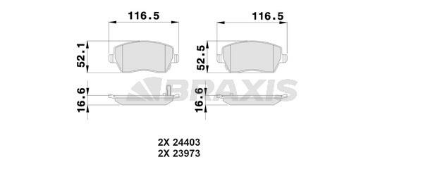 Braxis AB0034 Гальмівні колодки, комплект AB0034: Приваблива ціна - Купити у Польщі на 2407.PL!
