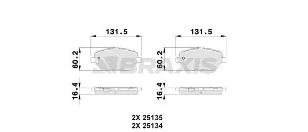 Braxis AB0025 Brake Pad Set, disc brake AB0025: Buy near me in Poland at 2407.PL - Good price!