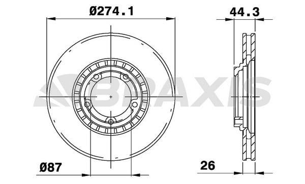 Braxis AE0569 Тормозной диск передний вентилируемый AE0569: Отличная цена - Купить в Польше на 2407.PL!