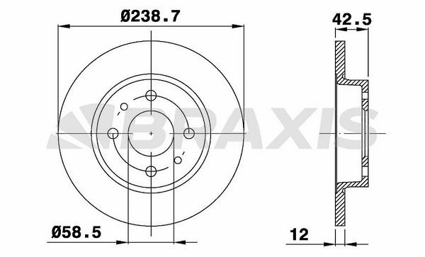 Braxis AE0593 Тормозной диск передний невентилируемый AE0593: Отличная цена - Купить в Польше на 2407.PL!