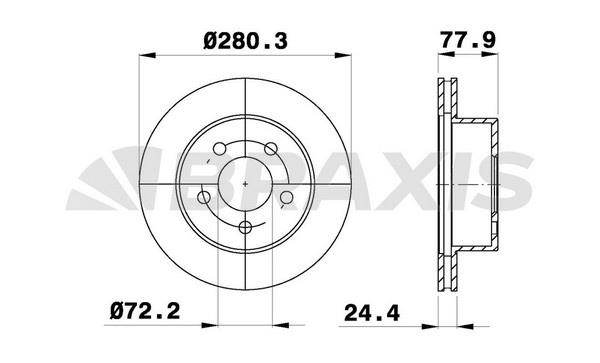 Braxis AE0723 Диск гальмівний передній вентильований AE0723: Приваблива ціна - Купити у Польщі на 2407.PL!