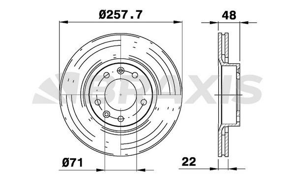 Braxis AE0710 Тормозной диск передний вентилируемый AE0710: Отличная цена - Купить в Польше на 2407.PL!