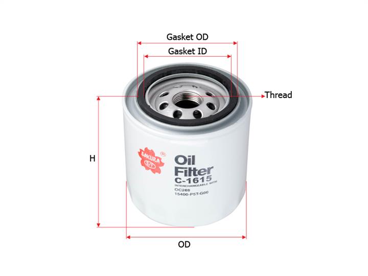 Sakura C-1615 Масляный фильтр C1615: Отличная цена - Купить в Польше на 2407.PL!