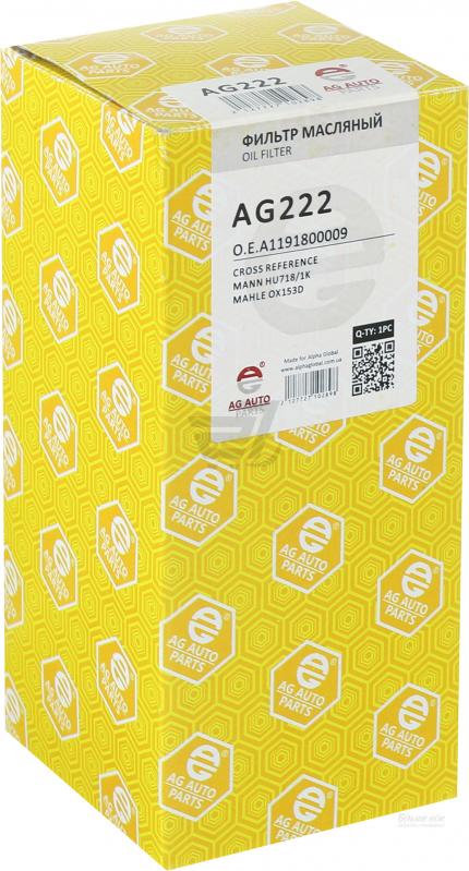 AG autoparts AG222 Oil Filter AG222: Buy near me in Poland at 2407.PL - Good price!