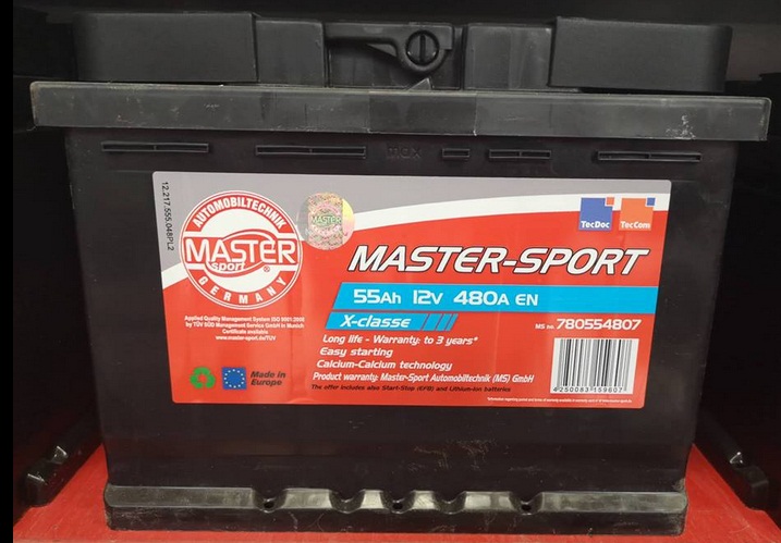 Master-sport 750554802 Акумулятор Master-sport 12В 55Ач 480А(EN) R+ 750554802: Приваблива ціна - Купити у Польщі на 2407.PL!