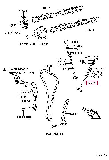 Toyota 13711-22030 Клапан впускной 1371122030: Отличная цена - Купить в Польше на 2407.PL!