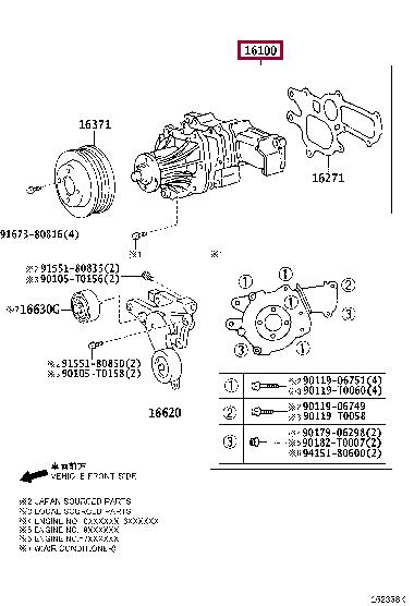 Toyota 16100-39425 Water pump 1610039425: Buy near me at 2407.PL in Poland at an Affordable price!