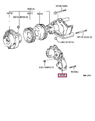 Toyota 16100-69408 Water pump 1610069408: Buy near me in Poland at 2407.PL - Good price!