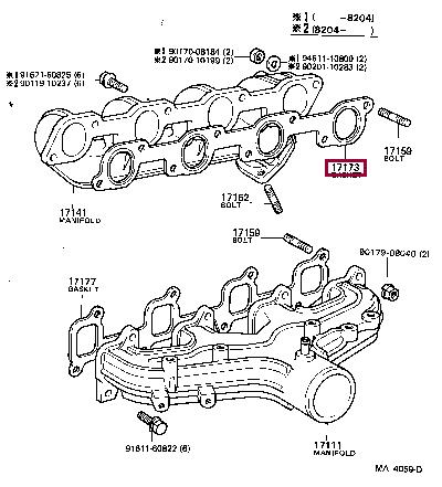 Toyota 17173-54010 Exhaust manifold dichtung 1717354010: Buy near me in Poland at 2407.PL - Good price!