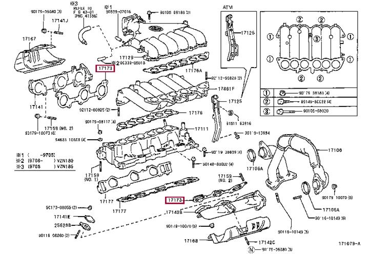 Toyota 17173-62050 Exhaust manifold dichtung 1717362050: Buy near me in Poland at 2407.PL - Good price!