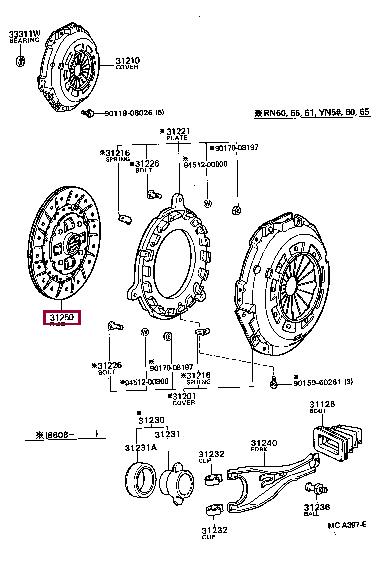 Toyota 31250-20240 Clutch disc 3125020240: Buy near me in Poland at 2407.PL - Good price!