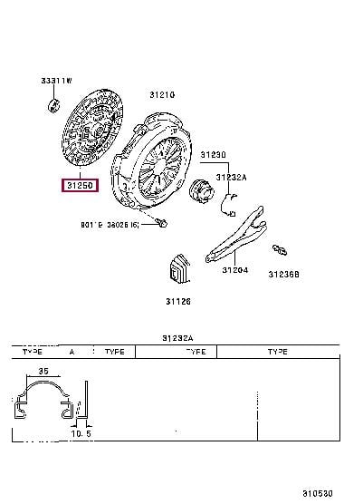 Toyota 31250-53012 Clutch disc 3125053012: Buy near me in Poland at 2407.PL - Good price!