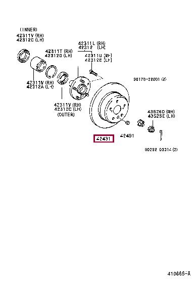Toyota 42431-33080 Brake disc 4243133080: Buy near me in Poland at 2407.PL - Good price!