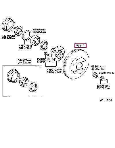 Toyota 43512-12580 Brake disc 4351212580: Buy near me at 2407.PL in Poland at an Affordable price!