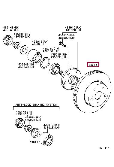 Toyota 43512-50100 Brake disc 4351250100: Buy near me at 2407.PL in Poland at an Affordable price!