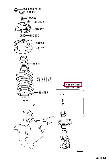 Toyota 48510-19885 Shock absorber strut front right gas oil 4851019885: Buy near me in Poland at 2407.PL - Good price!