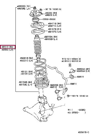 Toyota 48510-29245 Амортизатор підвіски 4851029245: Приваблива ціна - Купити у Польщі на 2407.PL!