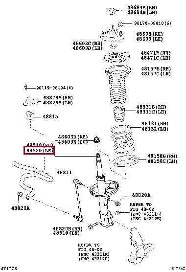 Toyota 48520-49585 Shock absorber strut front left gas oil 4852049585: Buy near me in Poland at 2407.PL - Good price!