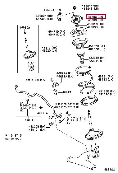 

poduszka amortyzatora zawieszenia z łożyskiem, zestaw 4860942010 Toyota