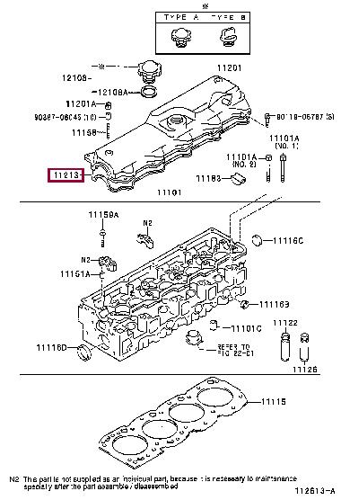 Toyota 11213-05010 Gasket, cylinder head cover 1121305010: Buy near me in Poland at 2407.PL - Good price!
