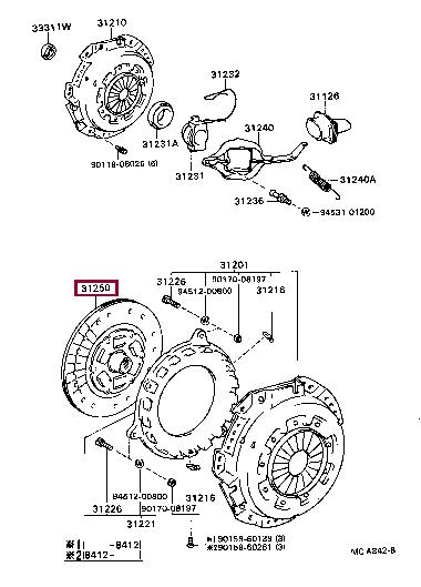 Toyota 31250-35204 Clutch disc 3125035204: Buy near me in Poland at 2407.PL - Good price!