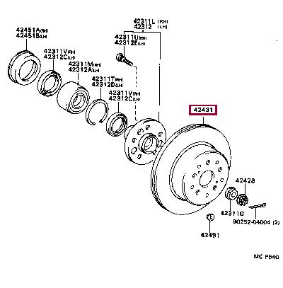 Toyota 42431-40080 Brake disc 4243140080: Buy near me in Poland at 2407.PL - Good price!