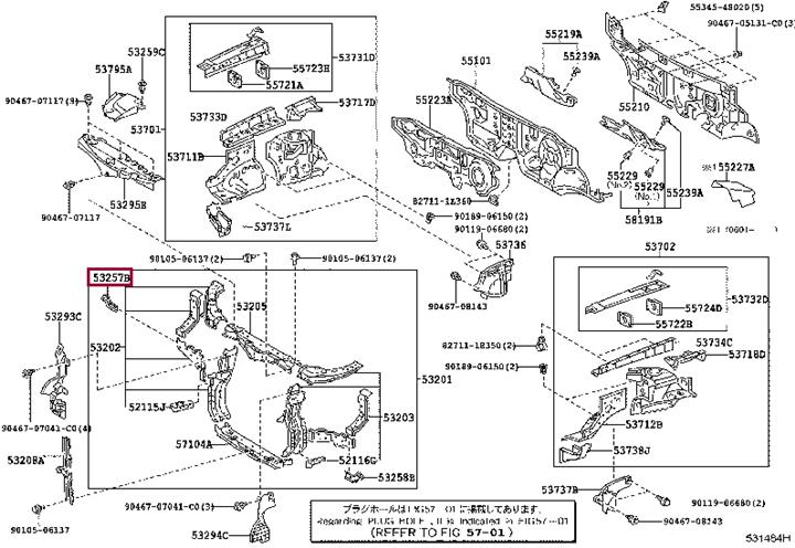 Toyota 53257-48040 Кронштейн радіатора 5325748040: Приваблива ціна - Купити у Польщі на 2407.PL!