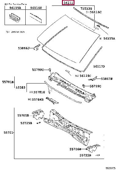 Toyota 56101-60180 Стекло ветровое 5610160180: Отличная цена - Купить в Польше на 2407.PL!