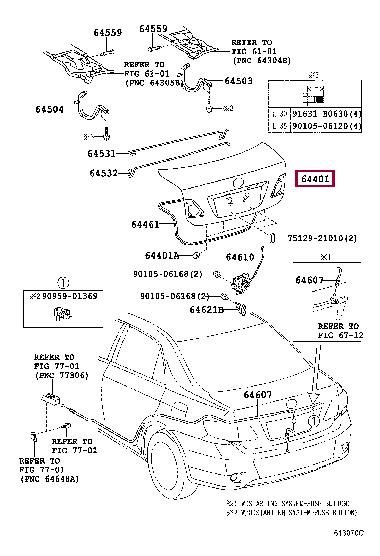 Toyota 64401-12B50 Lid trunk 6440112B50: Buy near me in Poland at 2407.PL - Good price!