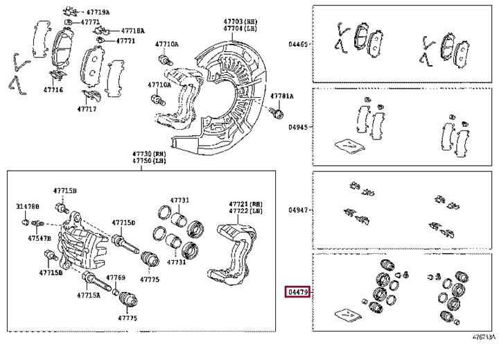 Toyota 04478-48190 Ремкомплект тормозного суппорта 0447848190: Отличная цена - Купить в Польше на 2407.PL!