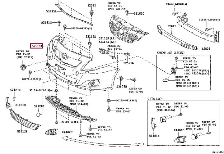 Toyota 52119-12950 Front bumper 5211912950: Buy near me in Poland at 2407.PL - Good price!