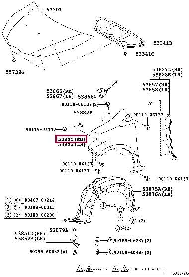 Toyota 53811-52390 Крило 5381152390: Приваблива ціна - Купити у Польщі на 2407.PL!