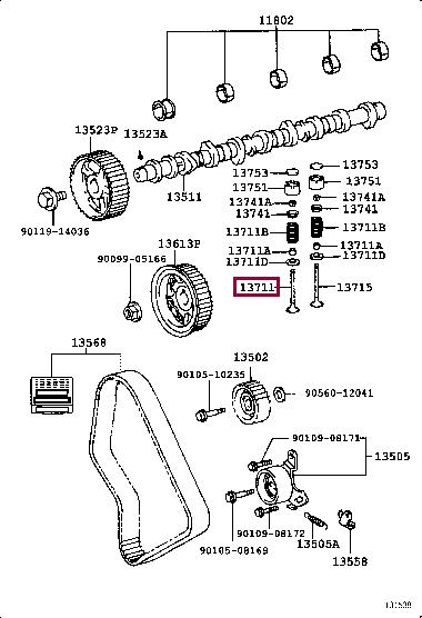 Toyota 13711-54030 Клапан впускной 1371154030: Отличная цена - Купить в Польше на 2407.PL!