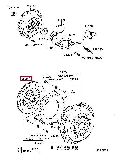 Toyota 31250-35201 Clutch disc 3125035201: Buy near me in Poland at 2407.PL - Good price!