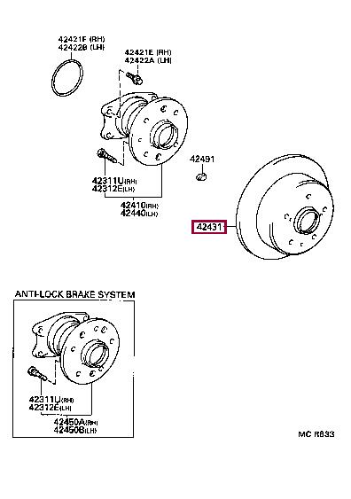 Toyota 42431-07010 Brake disc 4243107010: Buy near me in Poland at 2407.PL - Good price!