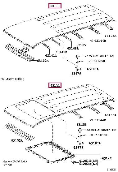 Toyota 63111-60620 Roof panel 6311160620: Buy near me at 2407.PL in Poland at an Affordable price!