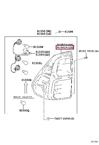 Toyota 81561-0K270 Combination Rearlight 815610K270: Buy near me in Poland at 2407.PL - Good price!