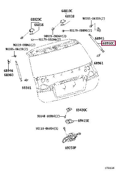 Toyota 68950-76040 Stay assy, back door, rh 6895076040: Dobra cena w Polsce na 2407.PL - Kup Teraz!