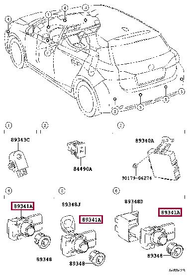 Toyota 89341-33200-B0 Parking sensor 8934133200B0: Buy near me in Poland at 2407.PL - Good price!
