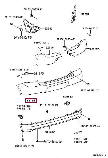 Toyota 52159-52420 Bumper rear 5215952420: Buy near me in Poland at 2407.PL - Good price!
