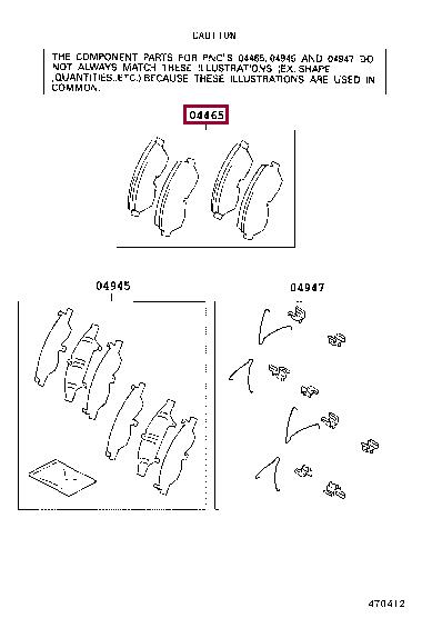 Toyota 04465-04040 Disc brake pad set 0446504040: Buy near me in Poland at 2407.PL - Good price!