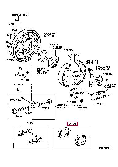 Toyota 04495-28170 Колодка гальмівна барабанна 0449528170: Приваблива ціна - Купити у Польщі на 2407.PL!