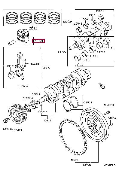 Toyota 13103-16201 Поршень 1310316201: Приваблива ціна - Купити у Польщі на 2407.PL!