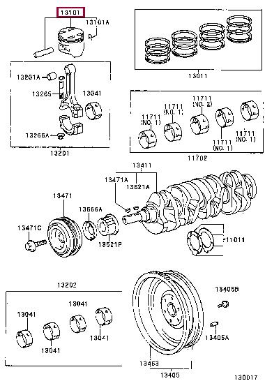 Toyota 13103-74220 Поршень с кольцами, комплект 1310374220: Отличная цена - Купить в Польше на 2407.PL!