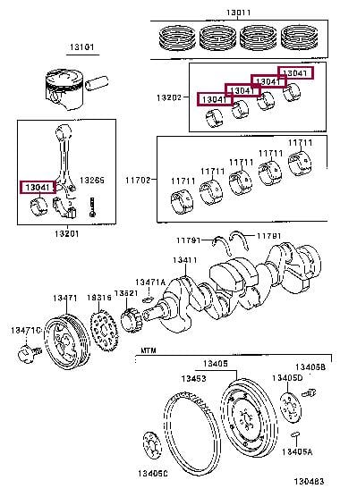 Toyota 13041-21022-01 Panewki korbowodowe 130412102201: Dobra cena w Polsce na 2407.PL - Kup Teraz!