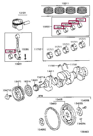 

panewki korbowodowe 130412102203 Toyota