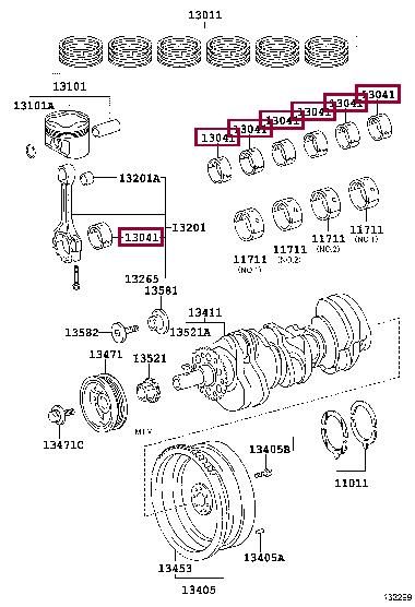 Toyota 13041-31042-04 Вкладыши шатунные 130413104204: Отличная цена - Купить в Польше на 2407.PL!